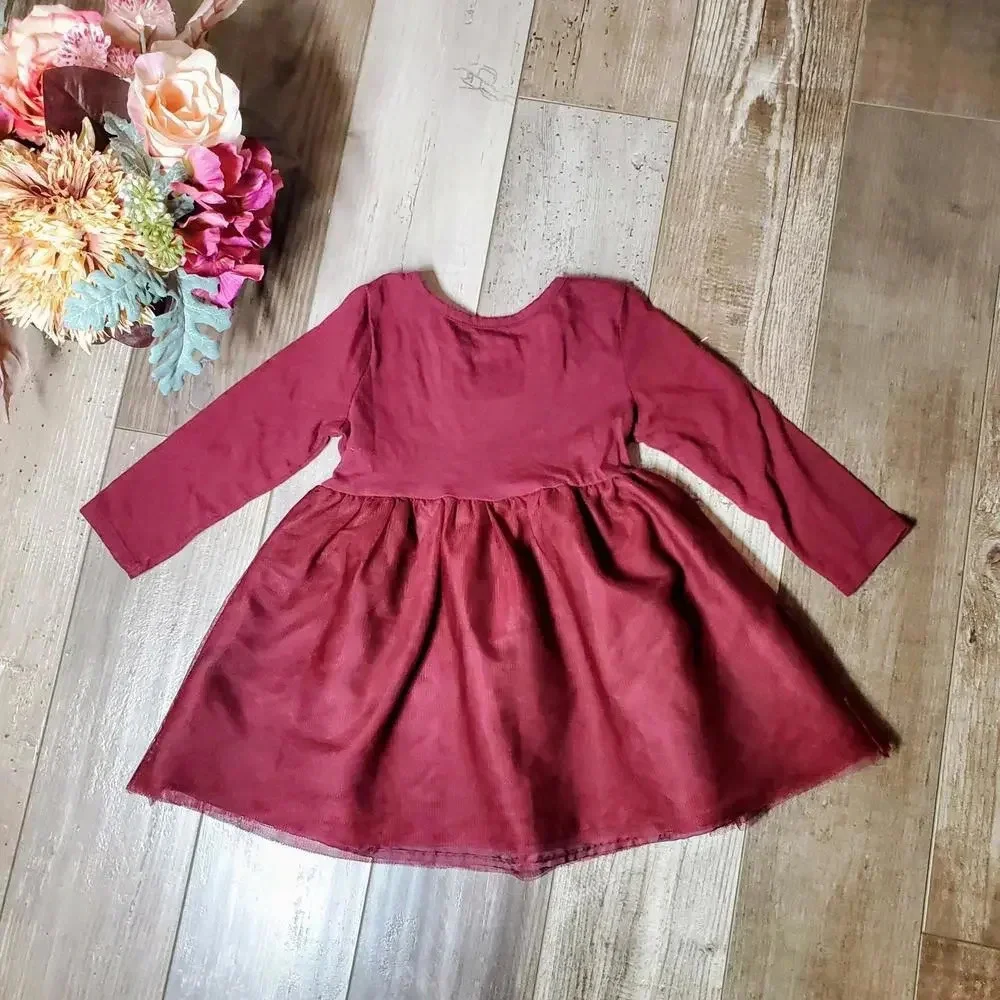 Old Navy Baby Toddler Girl Burgundy Dress Tulle Skirt 2T